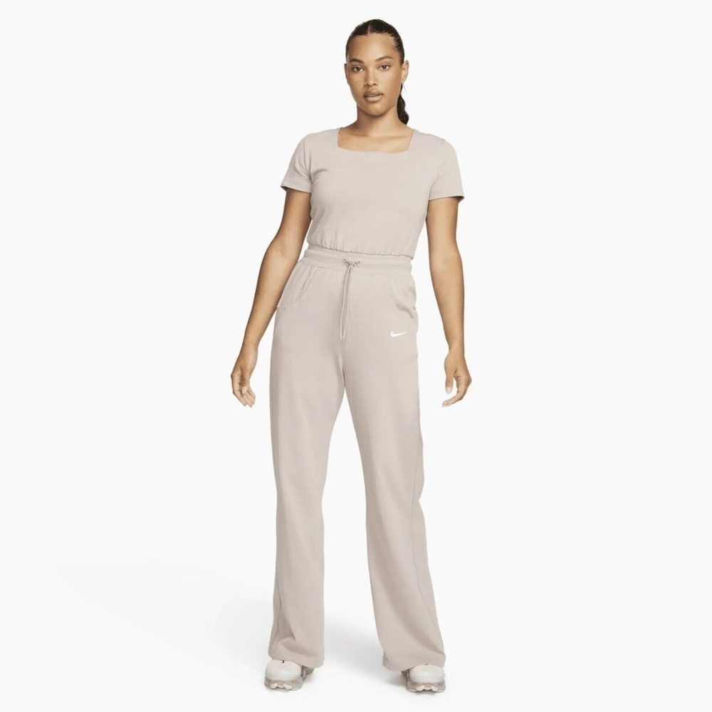 Nike Sportswear Short-Sleeve Jersey Jumpsuit Women's S NTW COLOR TAUPE